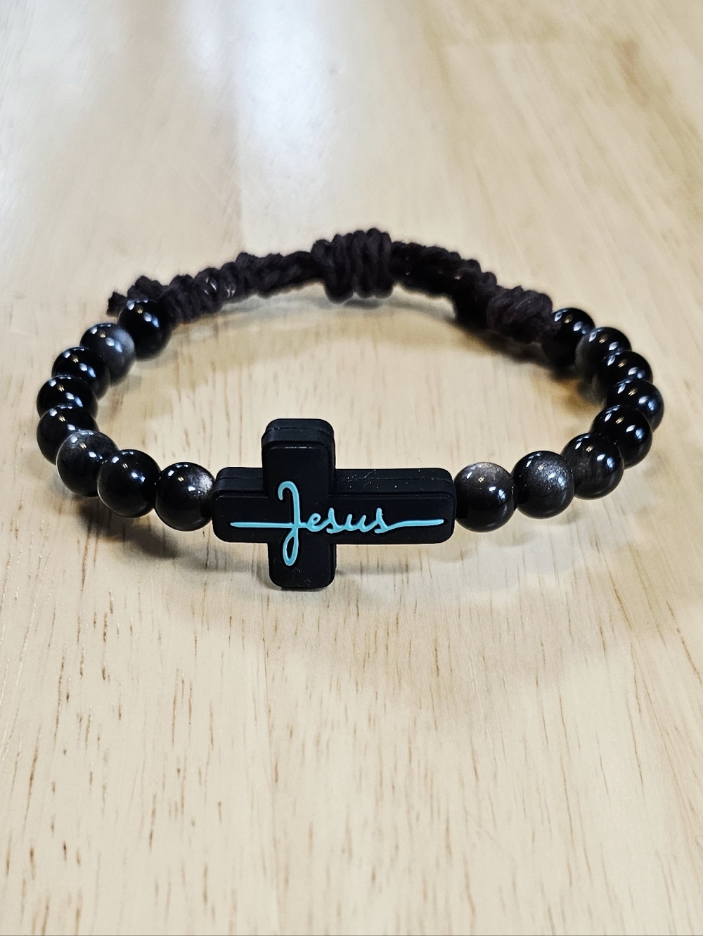Jesus Obsidian Bracelet